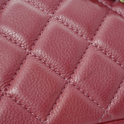Chanel Metallic Calfskin Quilted Top Handle Flap Dark Pink 13 of 13