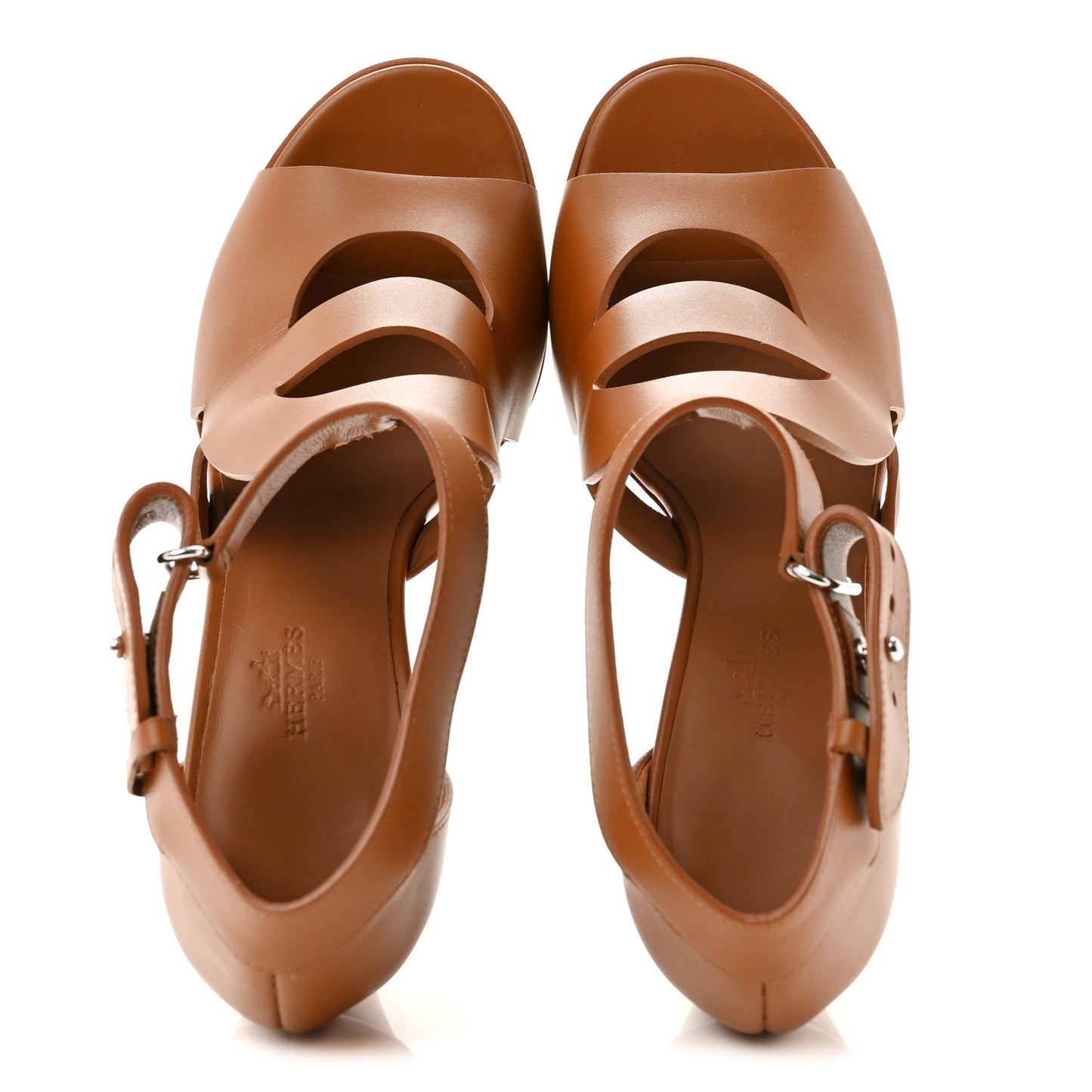 Calfskin Merryl Wedge Sandals 38.5 Naturel