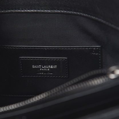 Saint Laurent Calfskin Mixed Matelasse Triquilt Large Monogram Satchel Black 6 of 9
