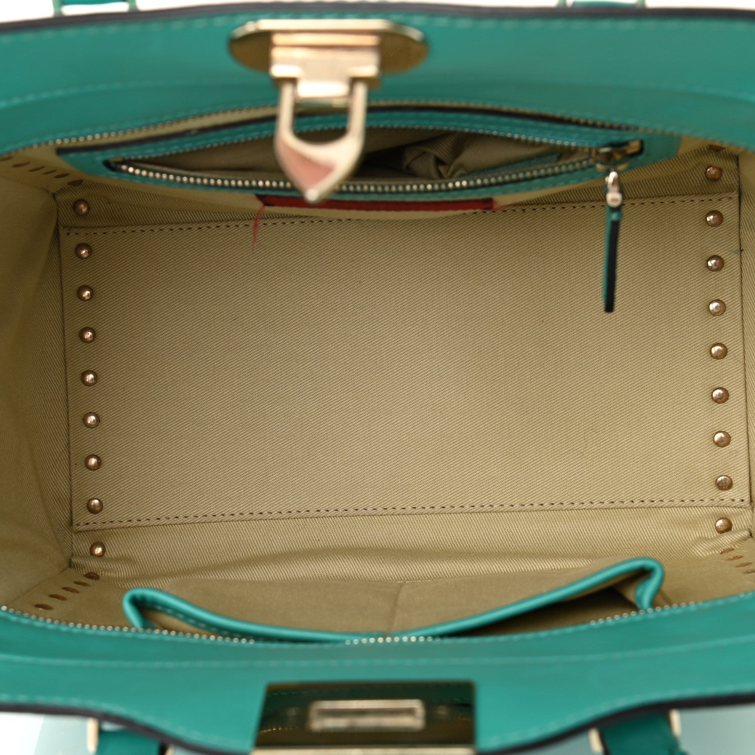 Valentino Garavani Vitello Small Rockstud Double Handle Tote Opaline Green 5 of 10