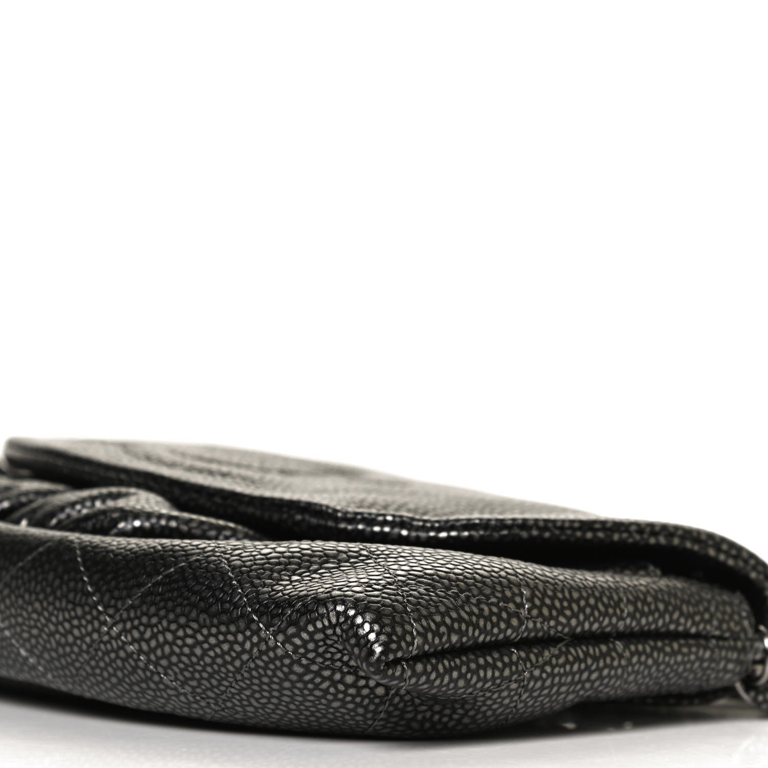 Chanel Metallic Caviar Half Moon Wallet On Chain WOC Dark Silver 10 of 10