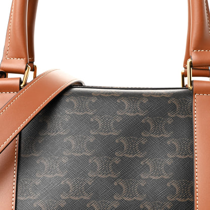 Celine Triomphe Canvas Calfskin Boston Bag Tan 8 of 10