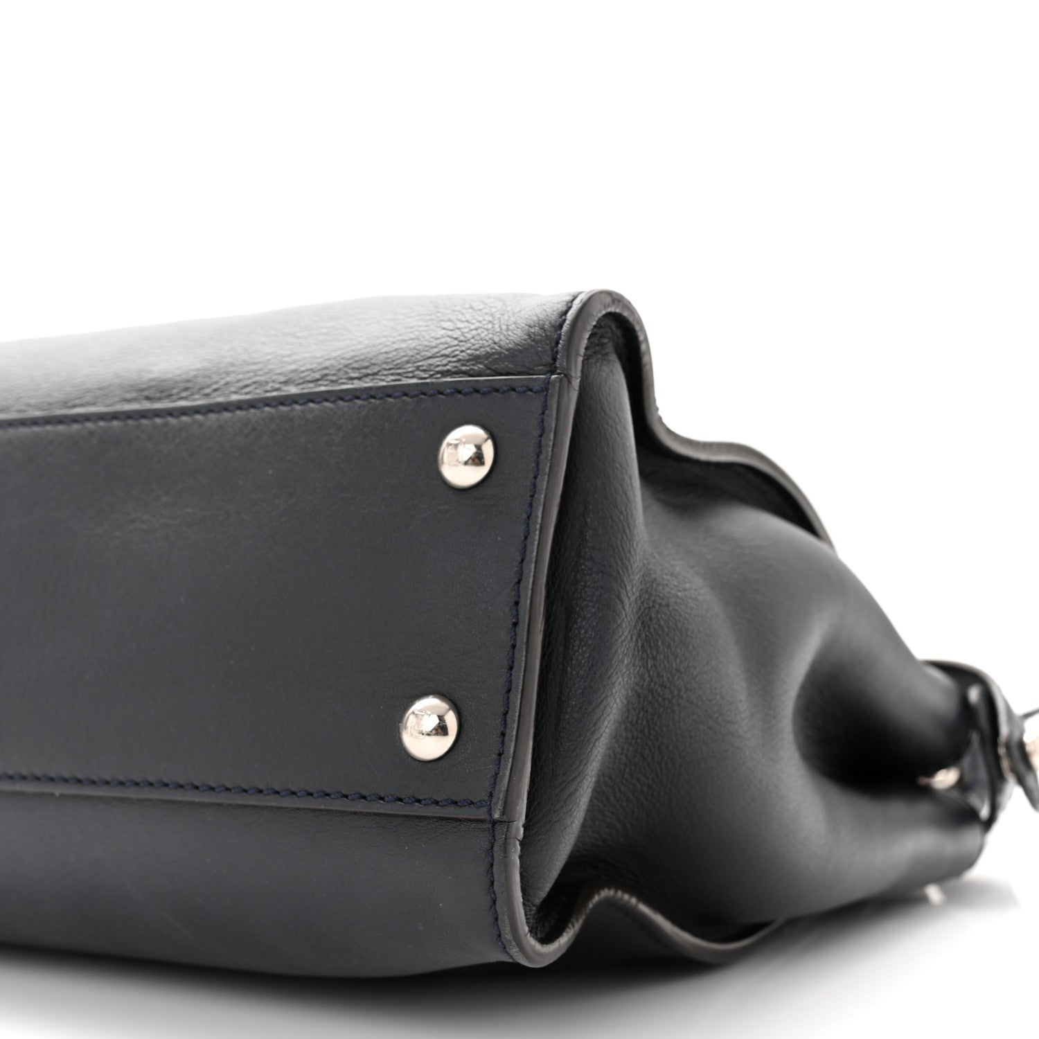 Fendi Vitello Seta Shiny Nappa Medium Peekaboo Iconic Satchel Blue Notte Ardesia 10 of 10