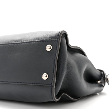 Fendi Vitello Seta Shiny Nappa Medium Peekaboo Iconic Satchel Blue Notte Ardesia 10 of 10