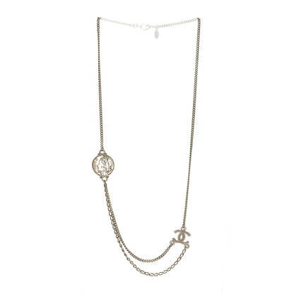 Chanel CC Coco Mademoiselle Coin Necklace Silver 3 of 4