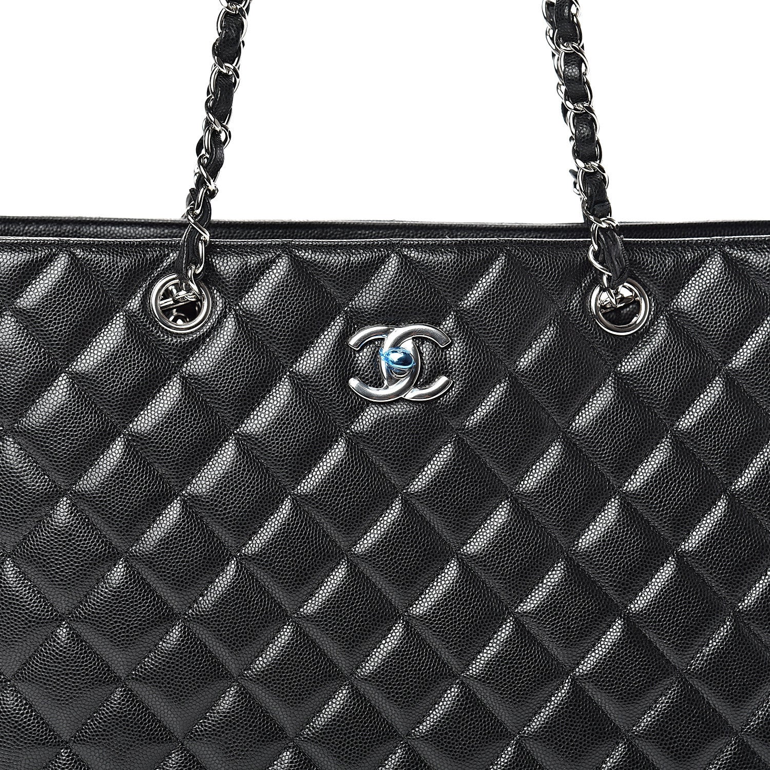 Chanel Calfskin Quilted Large CC Shopping Tote Black 7 of 9