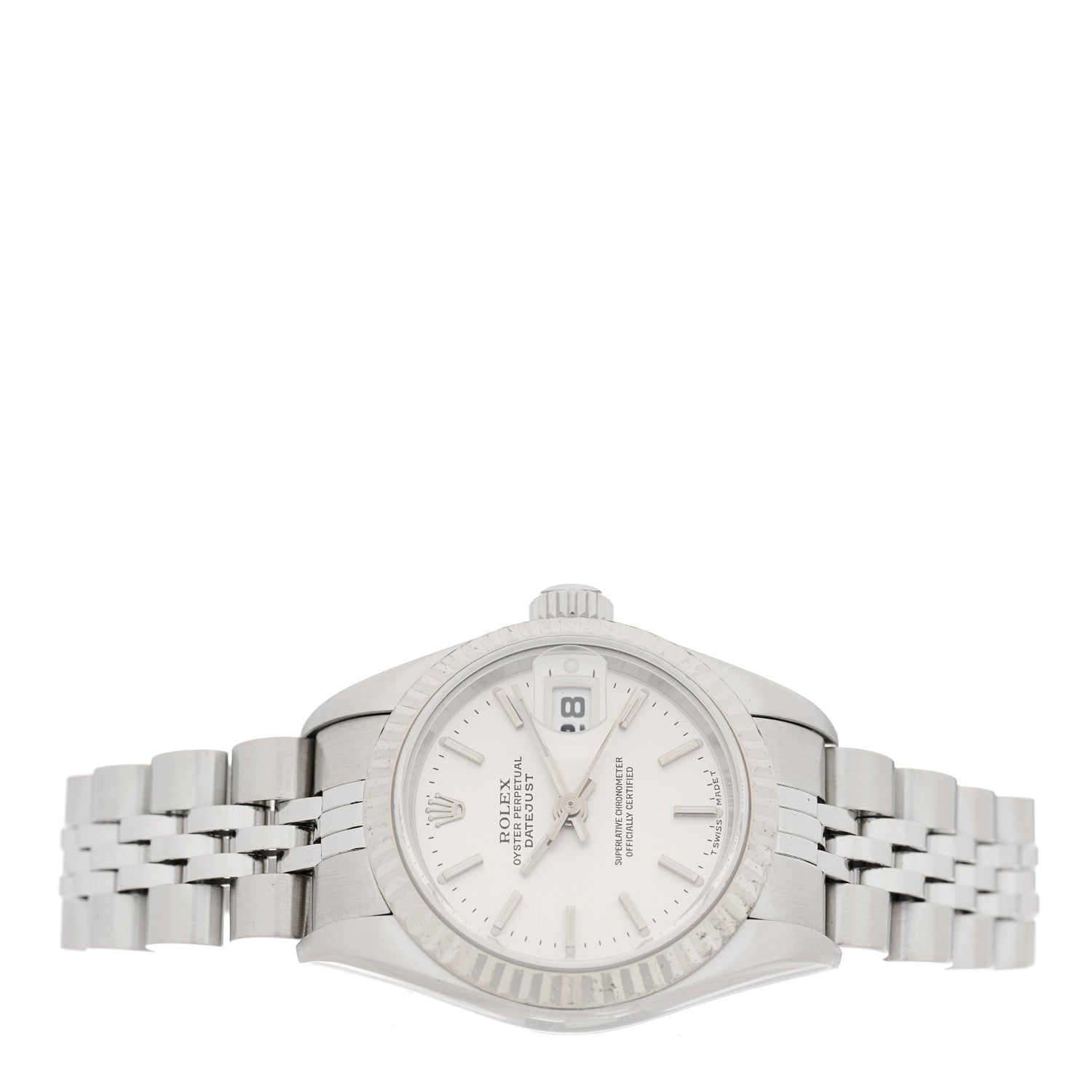 Rolex Stainless Steel 18K White Gold 26mm Oyster Perpetual Datejust Watch Silver 79174 2 of 4