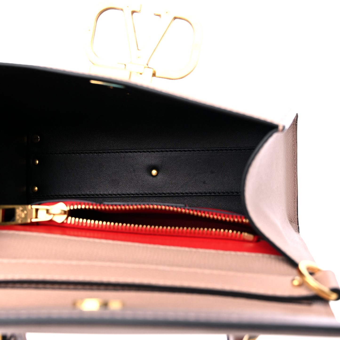 Grainy Calfskin Small VSling Top Handle Bag Poudre