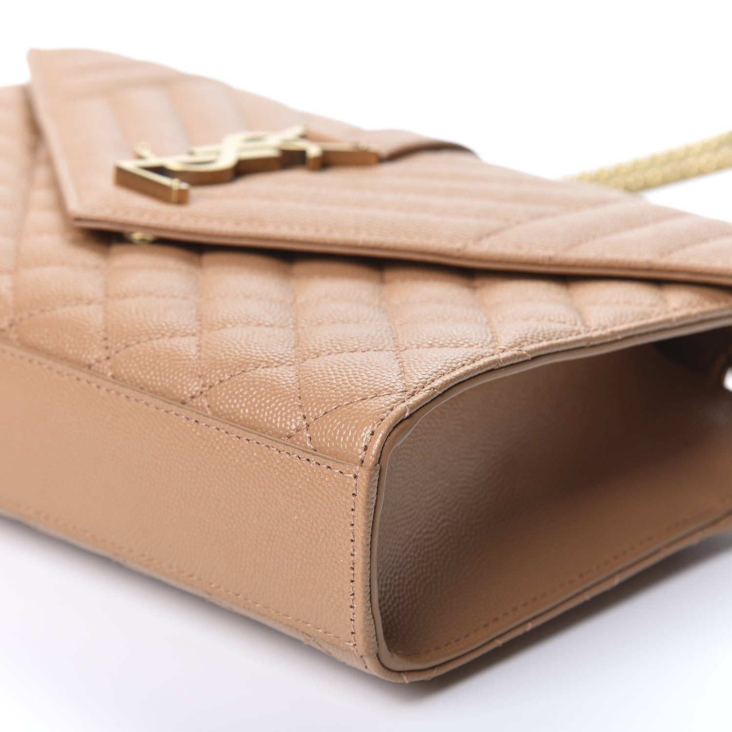 Saint Laurent Grain De Poudre Textured Mixed Matelasse Triquilt Medium Monogram Satchel Dune 6 of 9