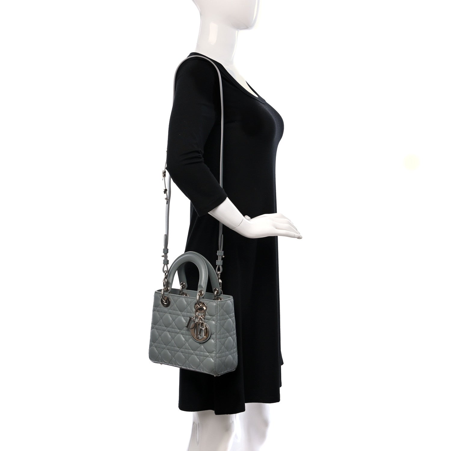 Christian Dior Lambskin Cannage Small My ABCDior Lady Dior Grey 2 of 8