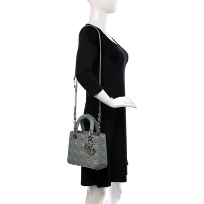 Christian Dior Lambskin Cannage Small My ABCDior Lady Dior Grey 2 of 8