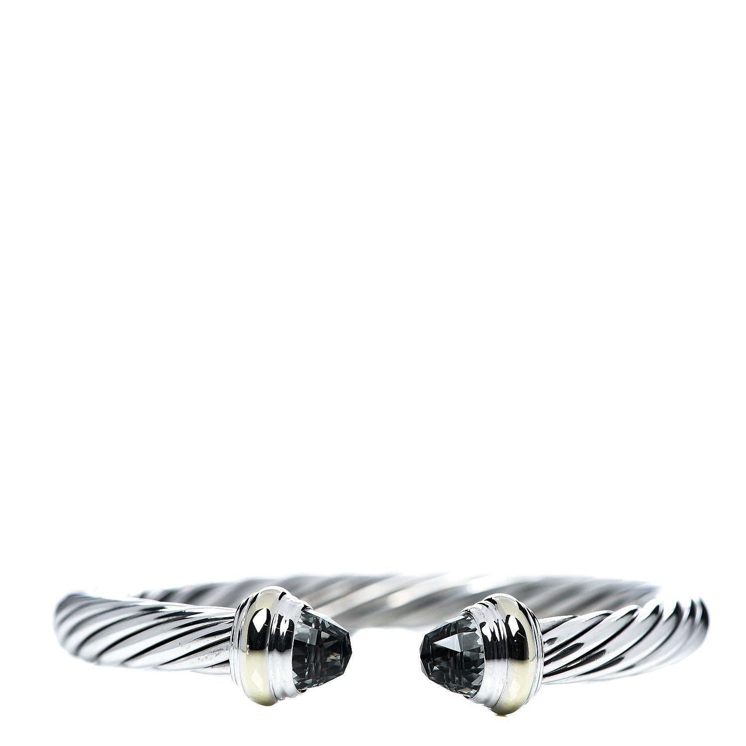 David Yurman Sterling Silver 14K Yellow Gold Prasiolite 7mm Cable Classics Bracelet 1 of 4