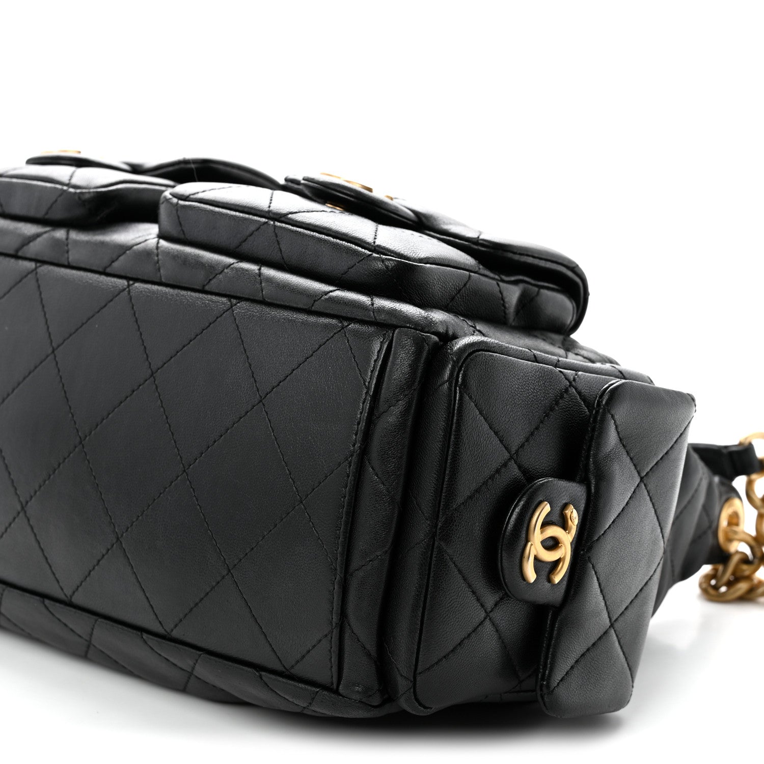 Chanel Shiny Lambskin Quilted Large Trendy Pockets Hobo Black 10 of 10