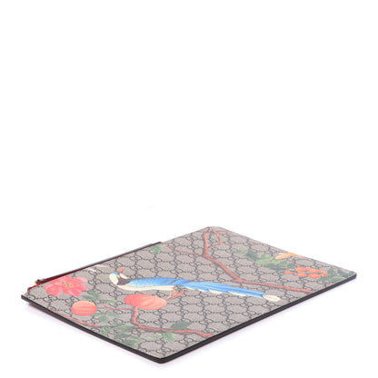Gucci GG Supreme Monogram Tian Large Zip Pouch Beige Multicolor Red 3 of 11
