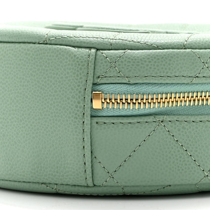Chanel Caviar Quilted Small Round Vanity With Chain Light Green 10 of 11