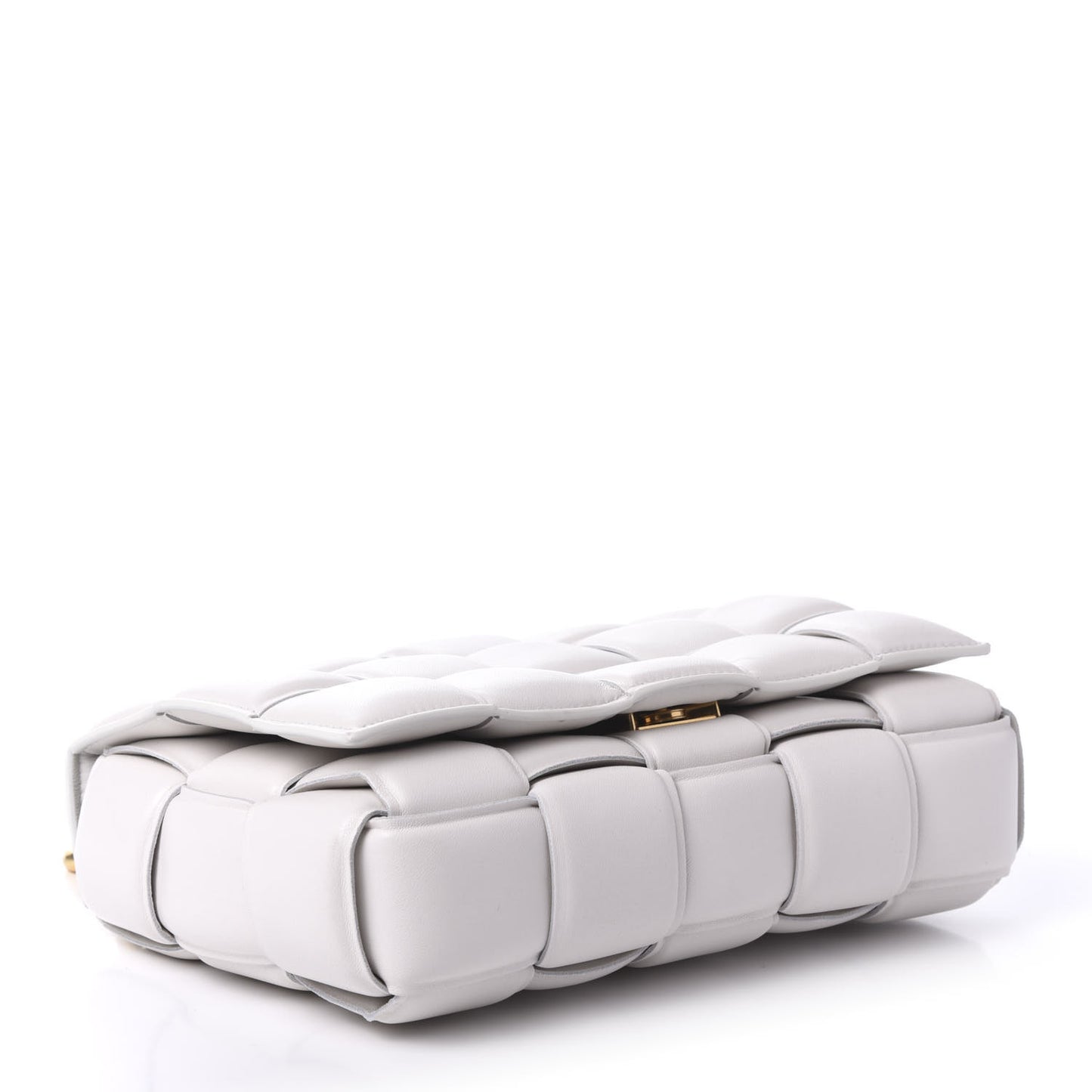 Lambskin Maxi Intreccio Padded Chain Cassette Crossbody Bag White