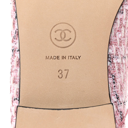 Chanel Tweed Grosgrain Cap Toe Ballerina Flats 37 Pink Black 8 of 9