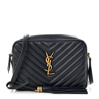 Saint Laurent Calfskin Matelasse Monogram Lou Camera Bag Navy 1 of 10
