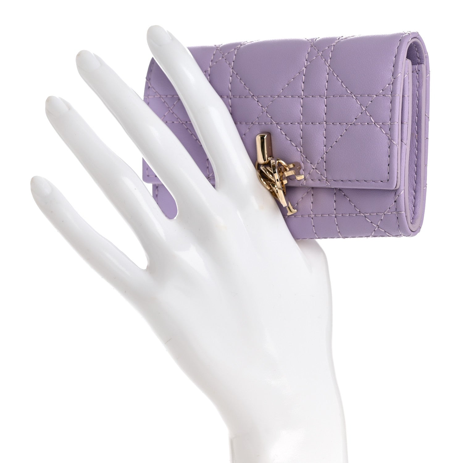 Christian Dior Lambskin Cannage Miss Dior Glycine Wallet Purple 2 of 8