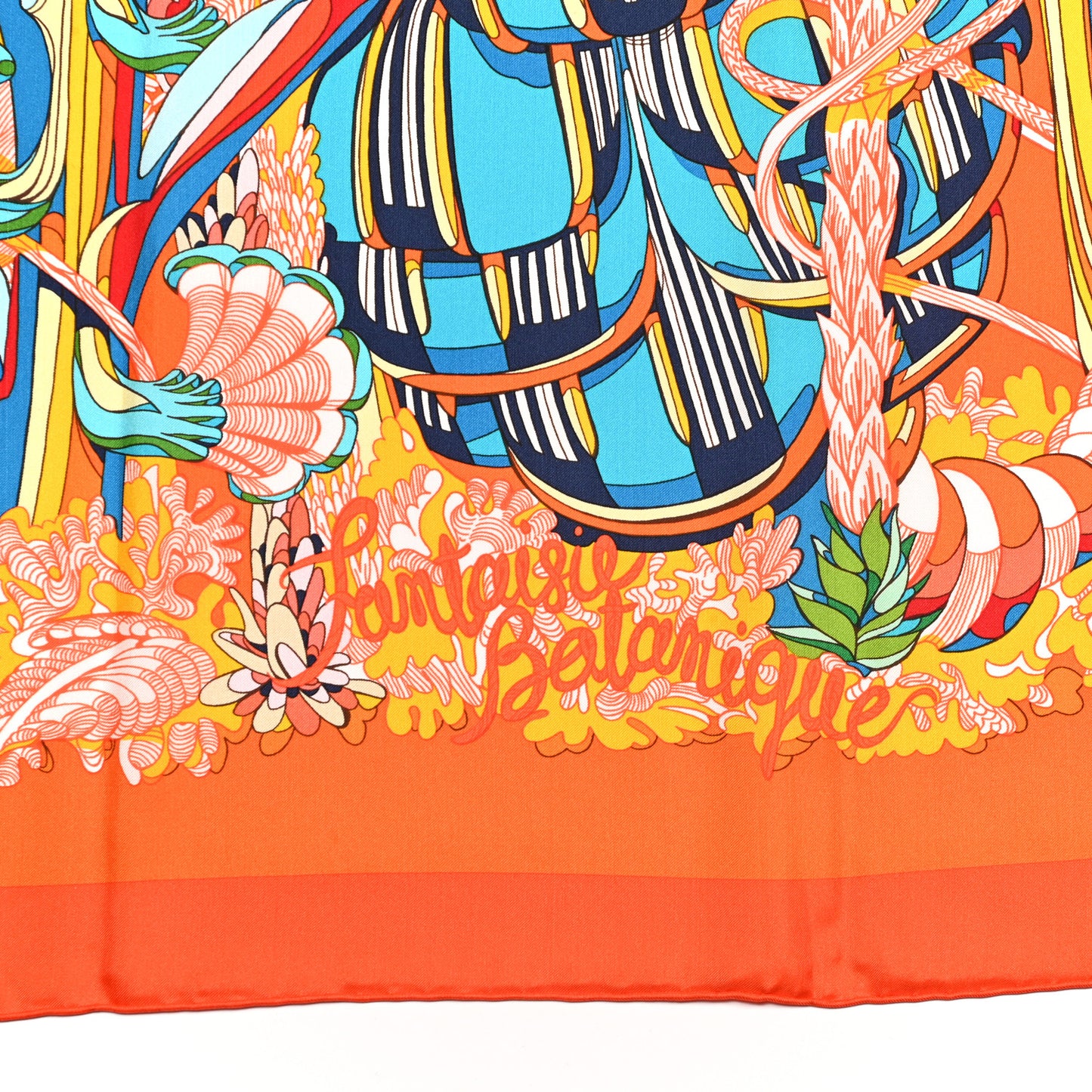 Silk Fantaisie Botanique Shawl 140 Orange Turquoise
