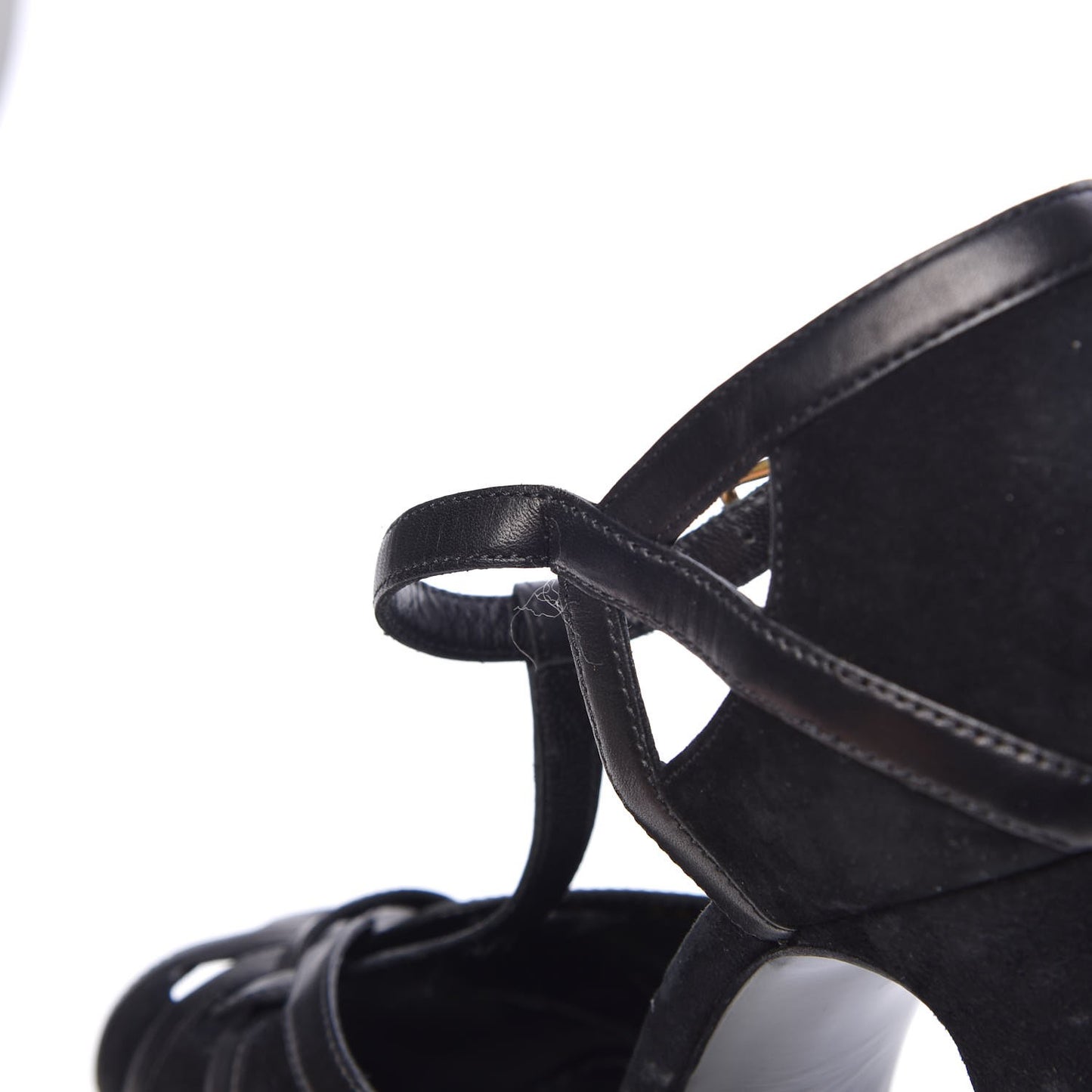 Calfskin Suede Platform Sandals 38.5 Black