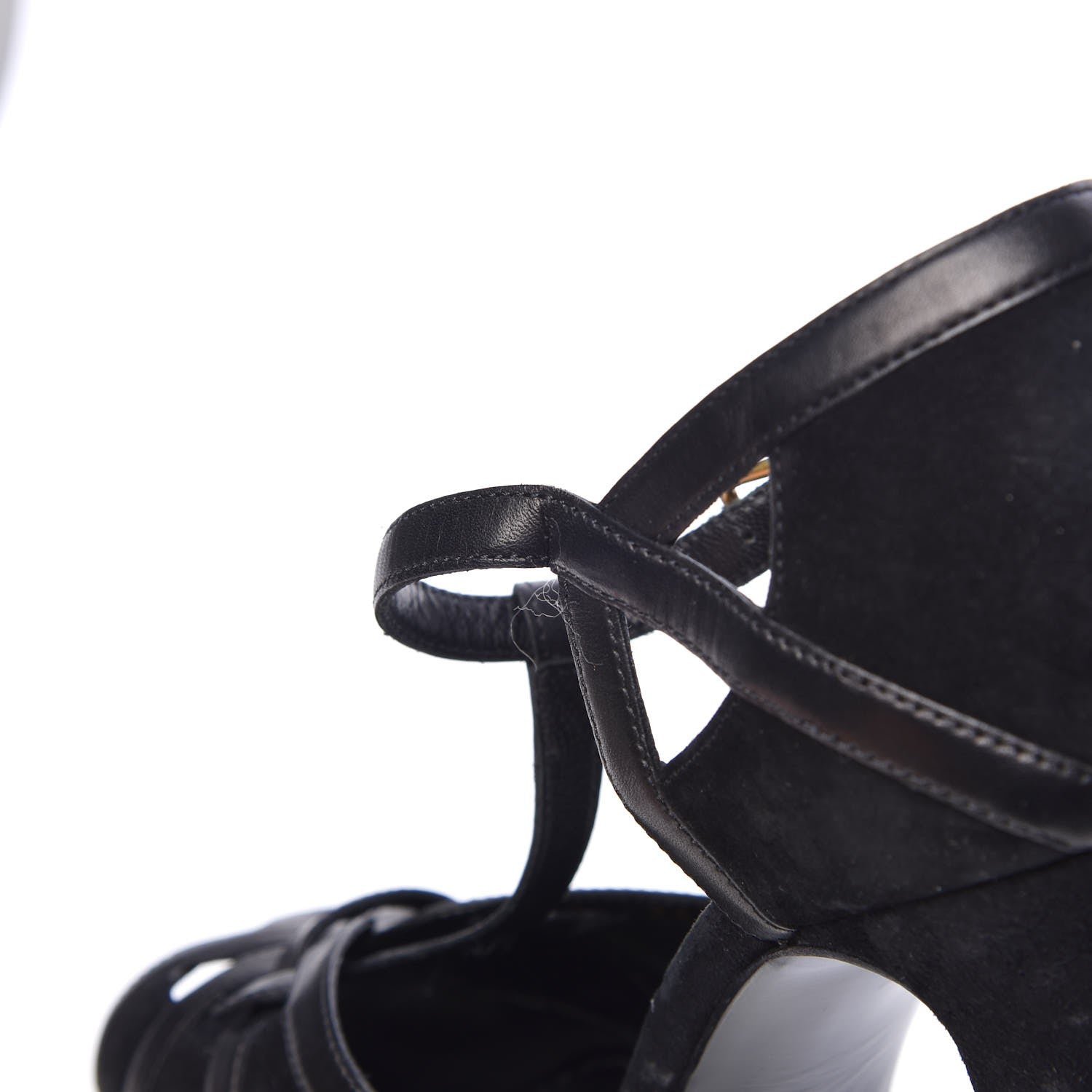 Saint Laurent Calfskin Suede Platform Sandals 38.5 Black 21 of 21