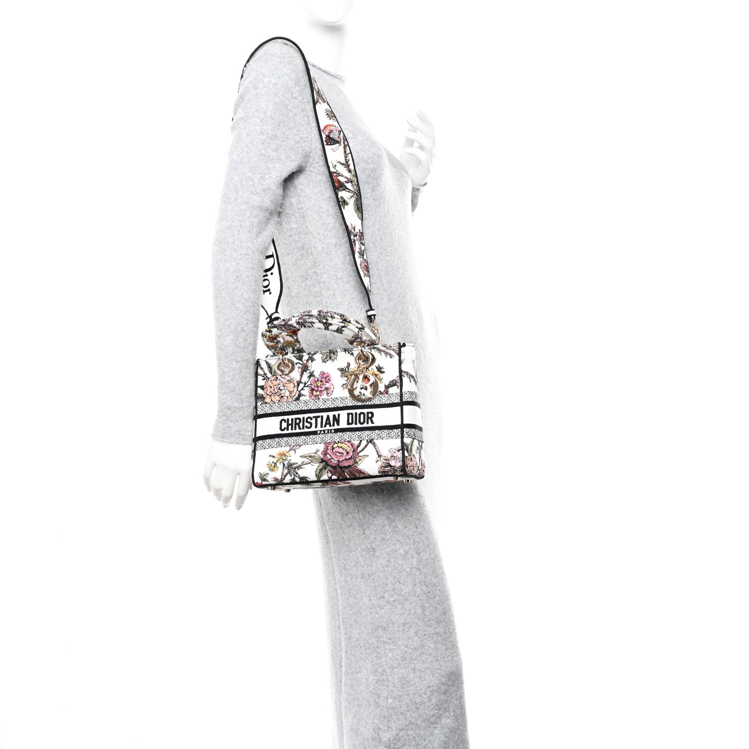 Christian Dior Canvas Embroidered Jardin Botanique Medium Lady D-Lite White Multicolor 2 of 11