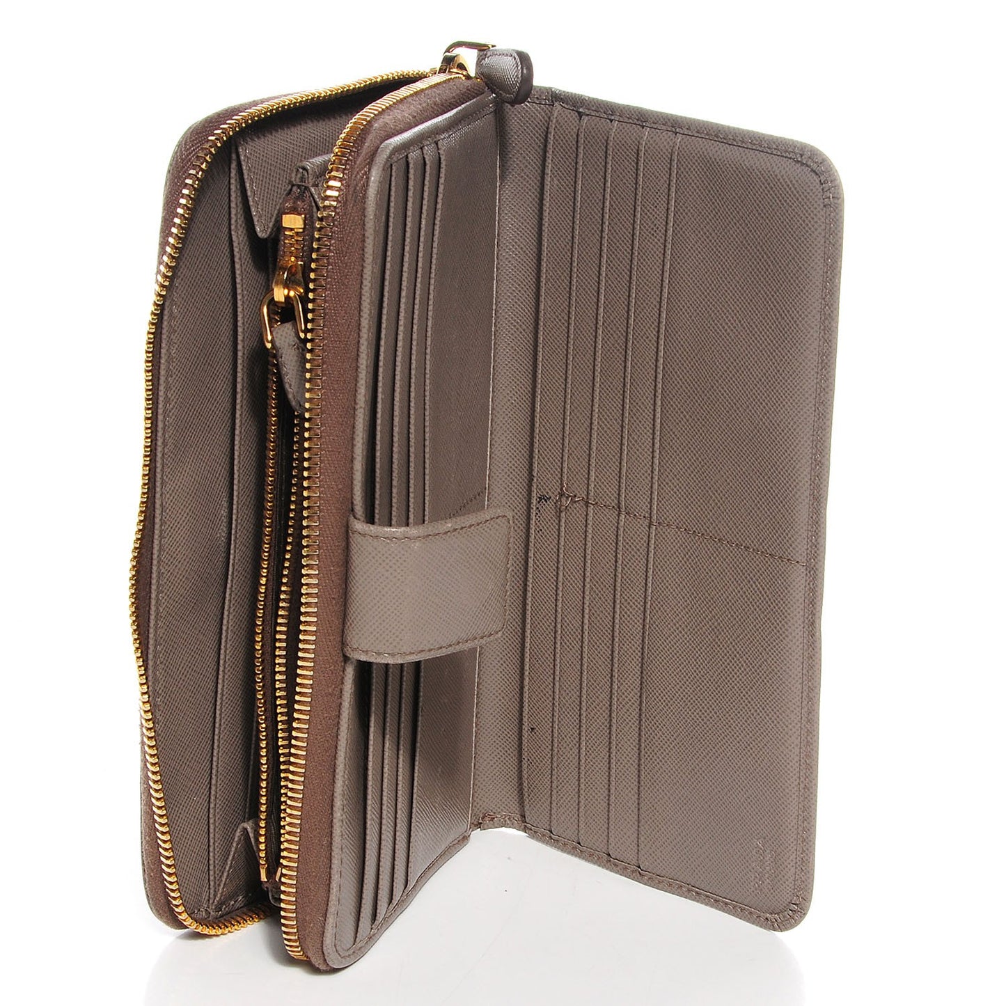 Saffiano Metal Zip Around Wallet Argilla