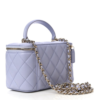 Chanel Lambskin Quilted Small Top Handle Vanity Case With Chain Light Purple 3 of 11