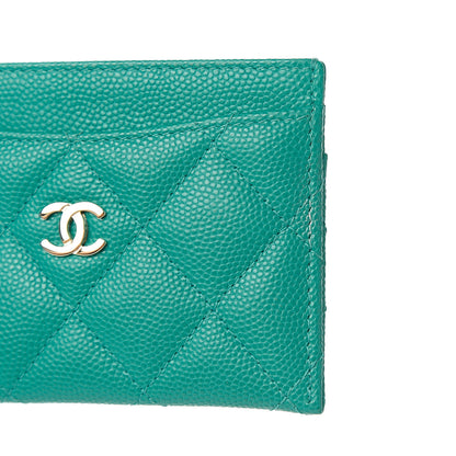 Chanel Caviar Quilted Card Holder Turquoise 8 of 9