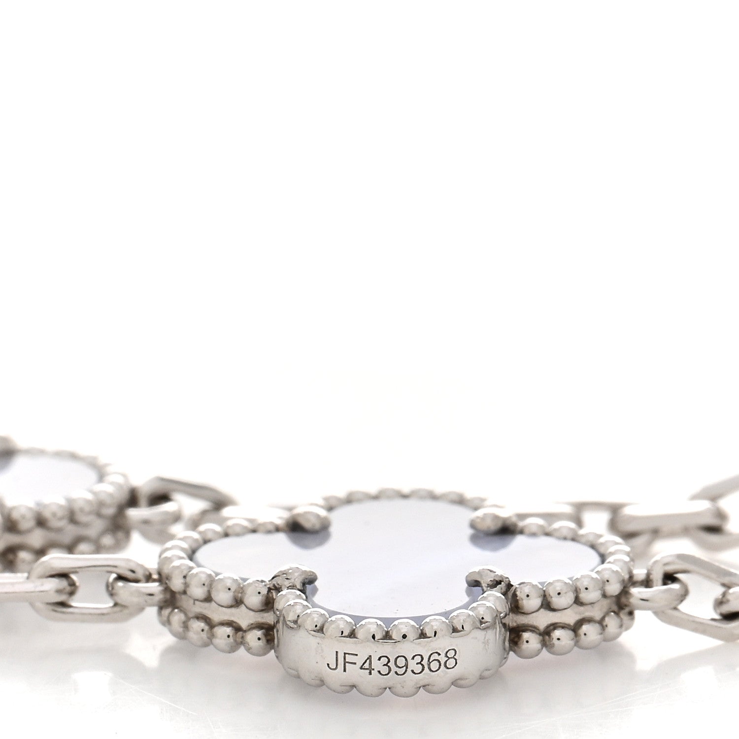 Van Cleef & Arpels 18K White Gold Chalcedony 5 Motifs Vintage Alhambra Bracelet 4 of 4