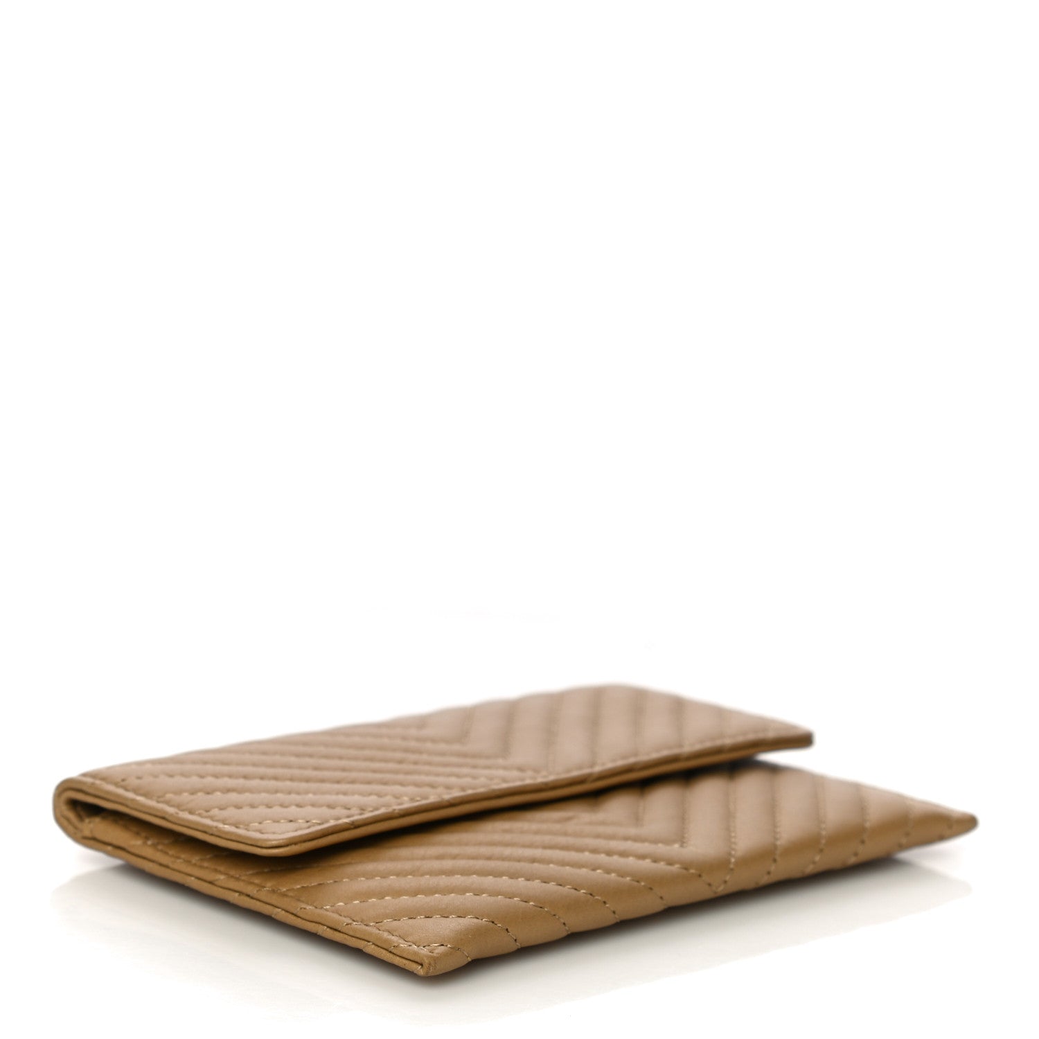 Chanel Aged Calfskin Chevron Quilted Flap Card Holder Beige 4 of 16