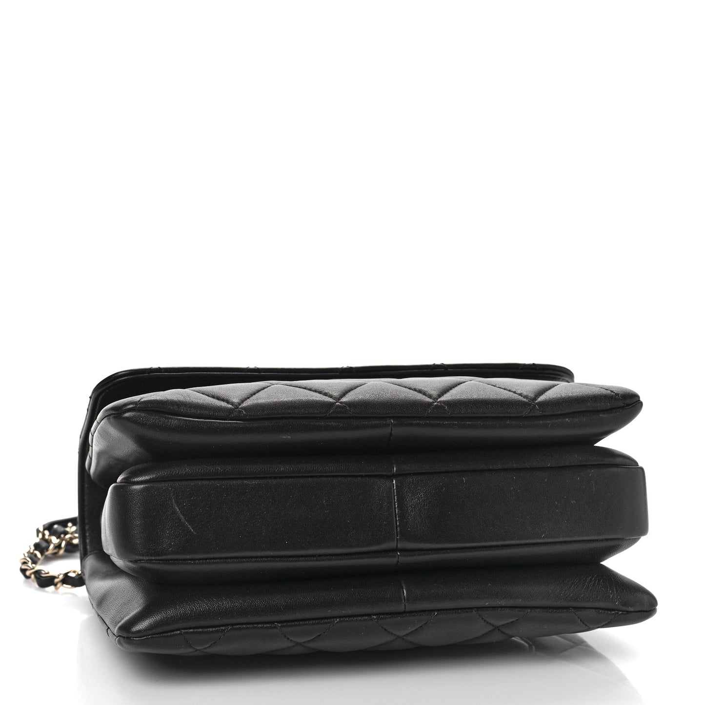 Lambskin Quilted Small Trendy CC Dual Handle Flap Bag Black