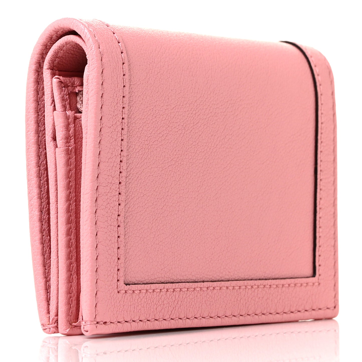 Wonka Grain Calfskin Diana Card Case Wallet Wild Rose