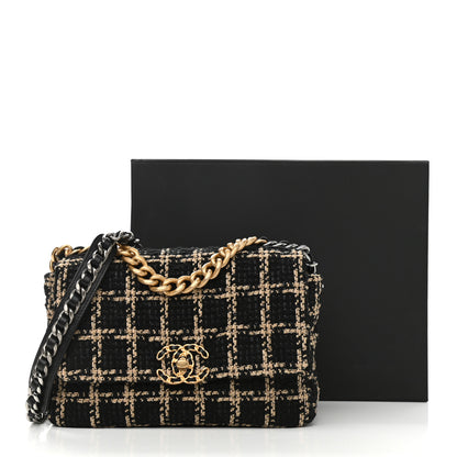 Chanel Tweed Quilted Medium Chanel 19 Flap Black Beige 11 of 11