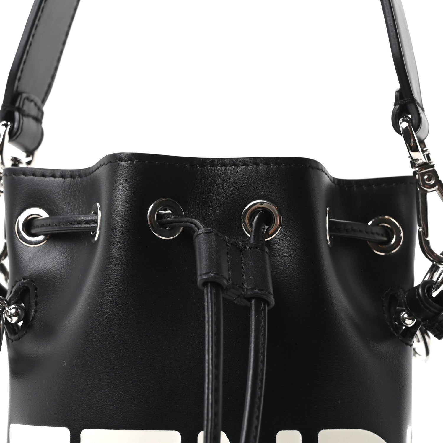 Fendi Vitello King F is Fendi Logo Embossed Mini Mon Tresor Bucket Bag Black 8 of 10