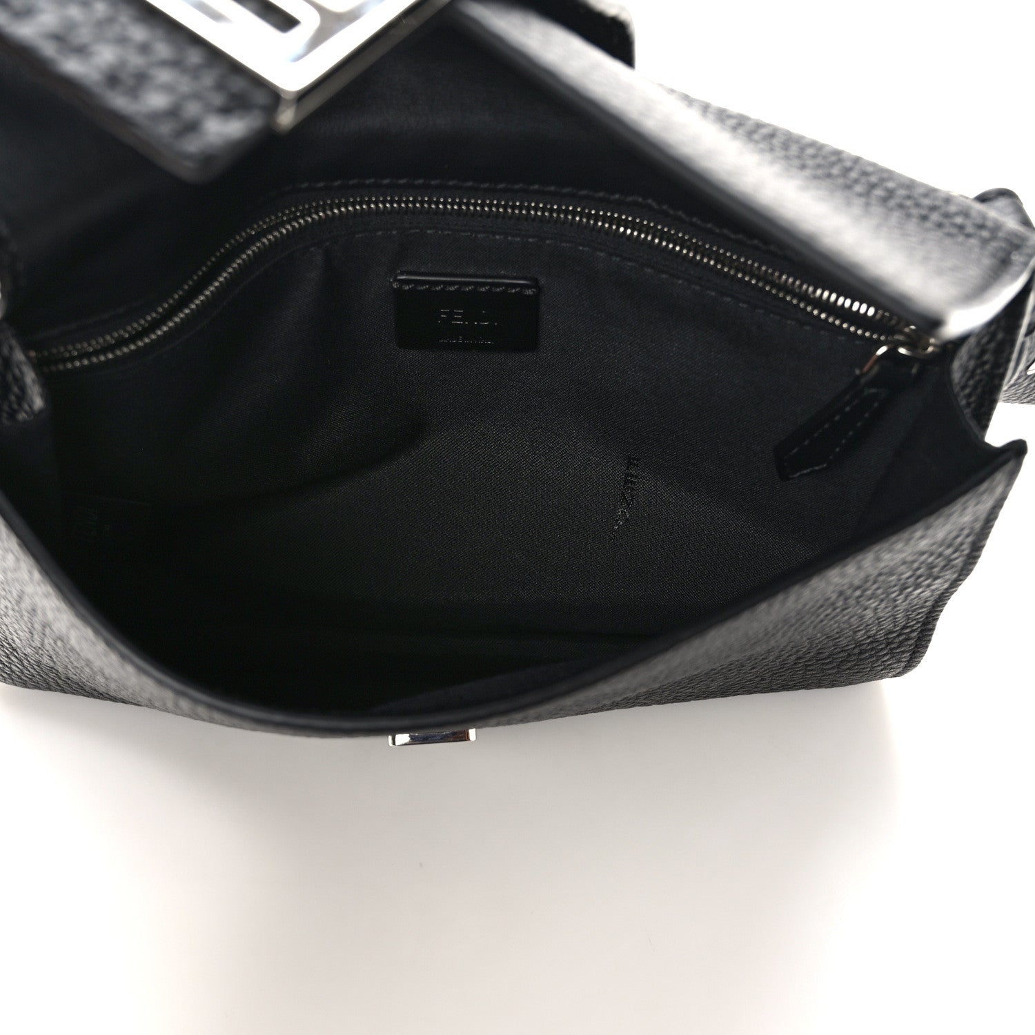 Fendi Cuoio Romano Selleria Medium Flat Baguette Black 5 of 9