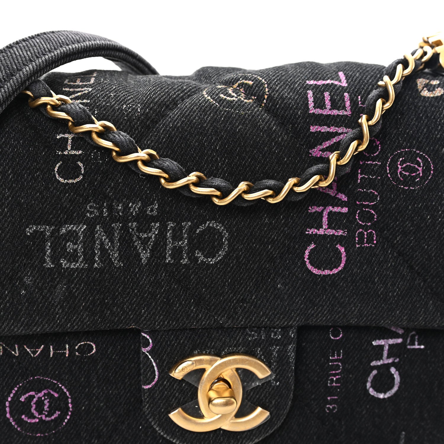 Chanel Denim Quilted Denim Mood Mini Rectangular Flap Black Multicolor 7 of 10