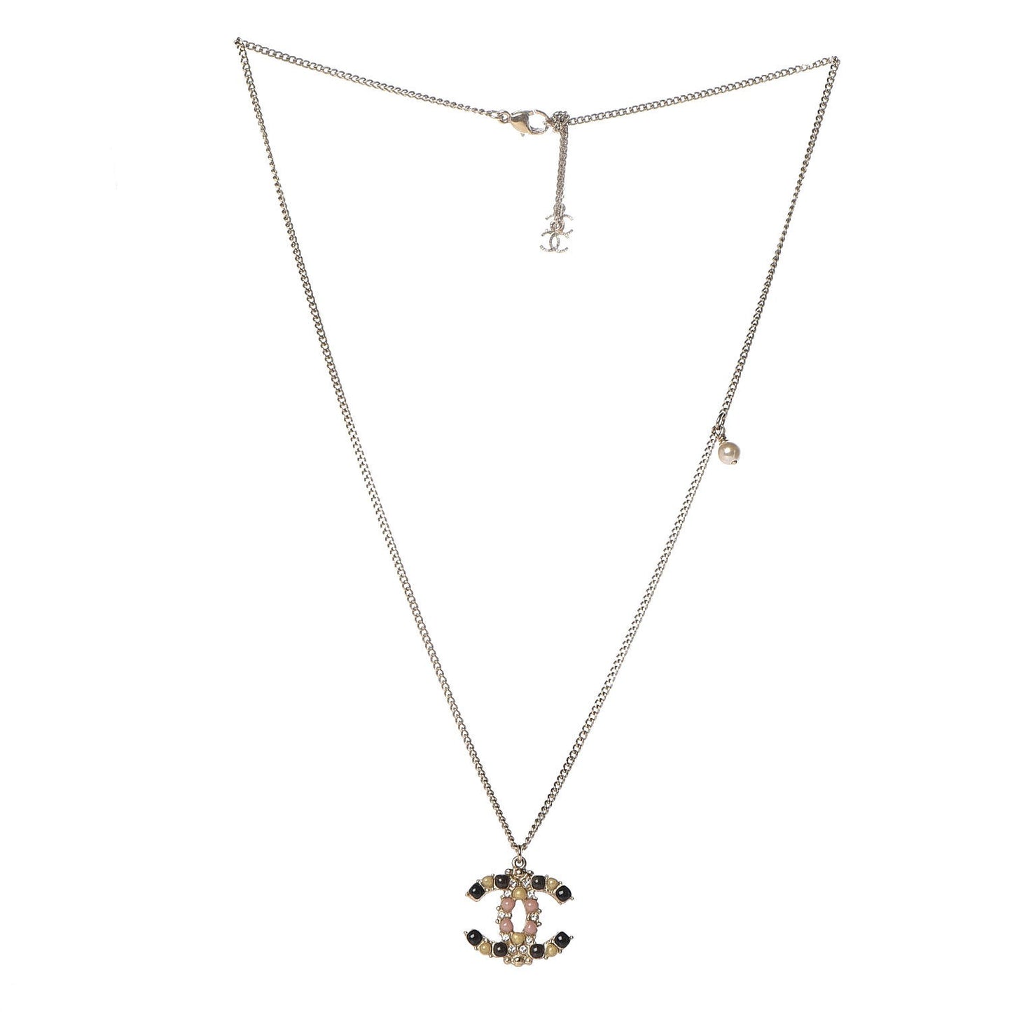 Crystal Gripoix CC Necklace Gold Multicolor