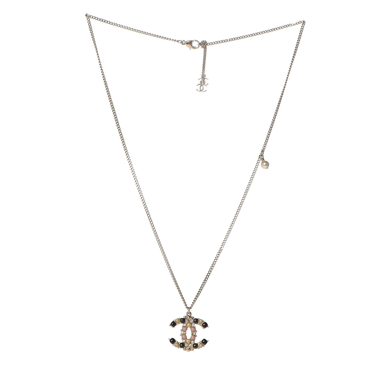 Chanel Crystal Gripoix CC Necklace Gold Multicolor 3 of 6
