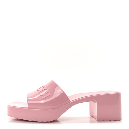 Gucci Rubber Gucci Logo Womens Platform 20/60mm Slide Sandals 37 Wild Rose 1 of 9