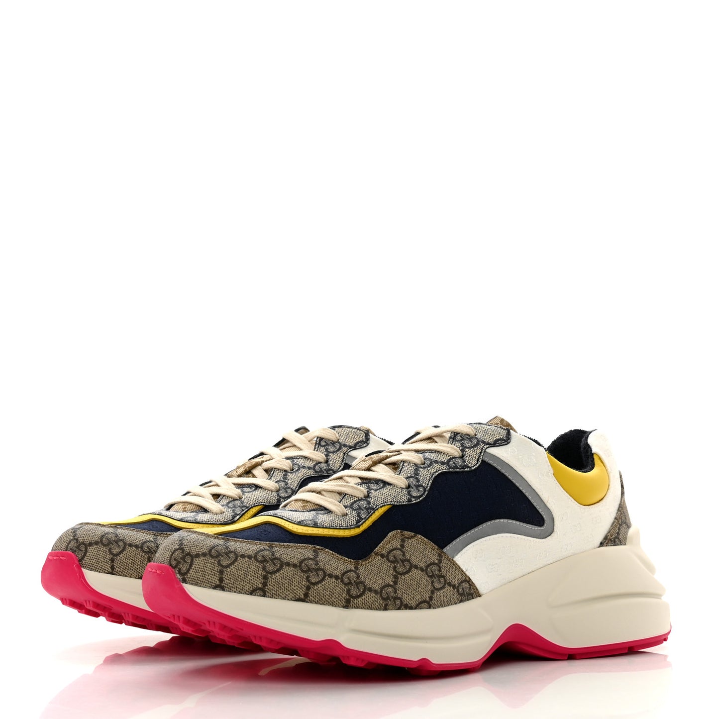 GG Supreme Monogram Mix Monogram Mens Rhyton Sneakers 12 London Blue Beige Sun Yellow