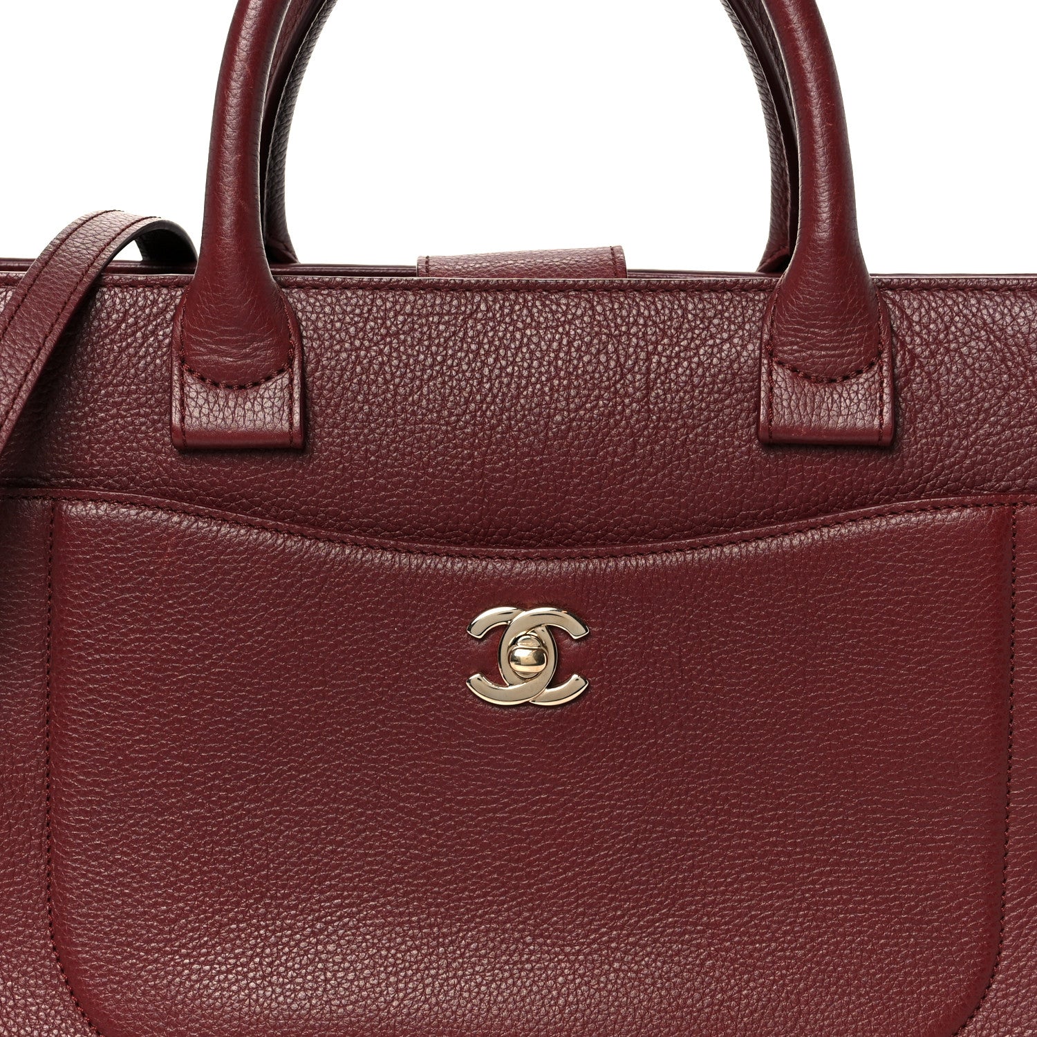 Chanel Grained Calfskin Small Neo Executive Shopper Tote Burgundy 8 of 10