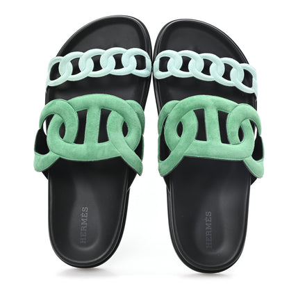 Hermes Suede Goatskin Extra Sandals  39 Vert 2 of 9