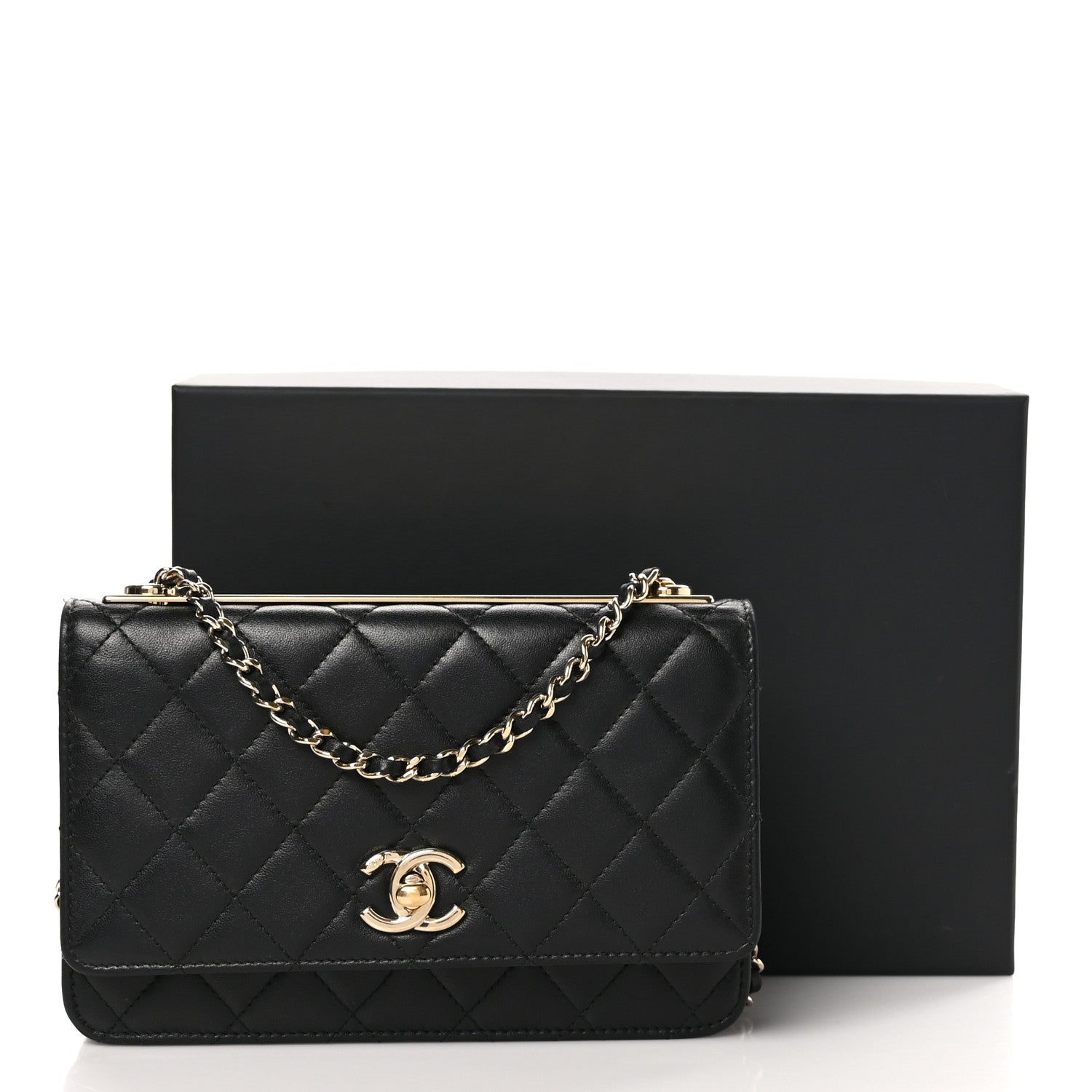 Chanel Lambskin Quilted Trendy CC Wallet On Chain WOC Black 13 of 13