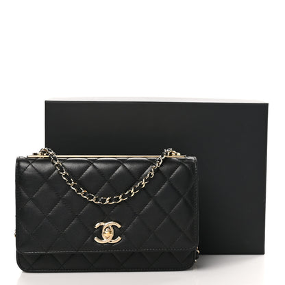 Chanel Lambskin Quilted Trendy CC Wallet On Chain WOC Black 13 of 13