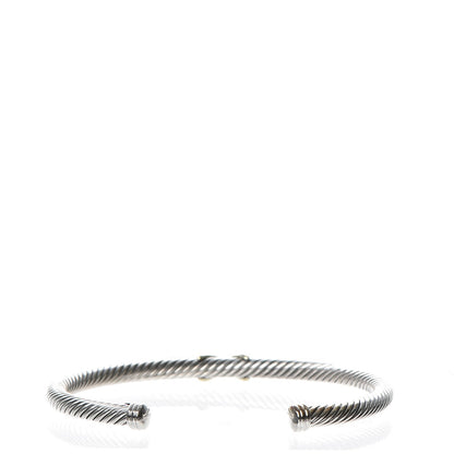 David Yurman Sterling Silver 18K Yellow Gold 4mm X Station Cable Bracelet 3 of 4