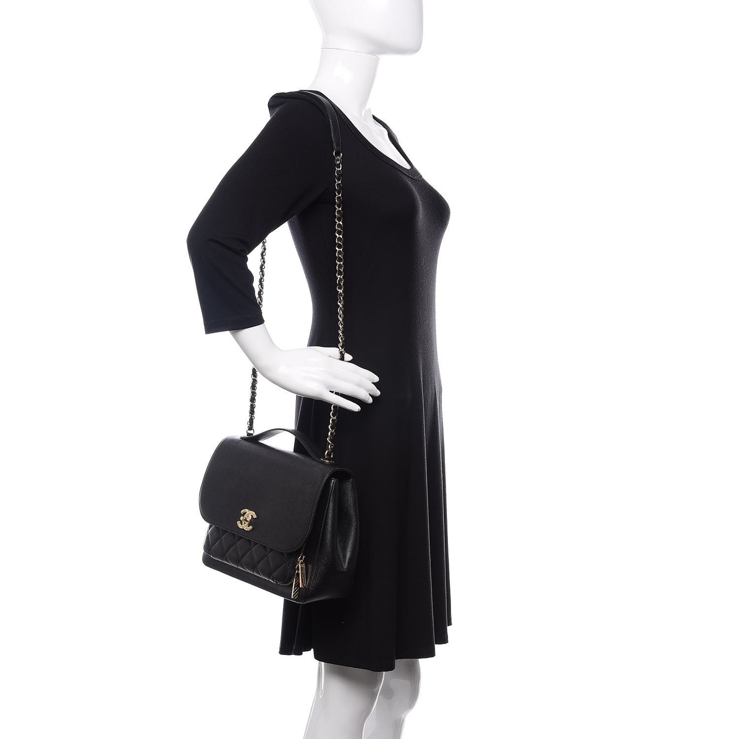 Caviar Quilted Large Business Affinity Flap Black