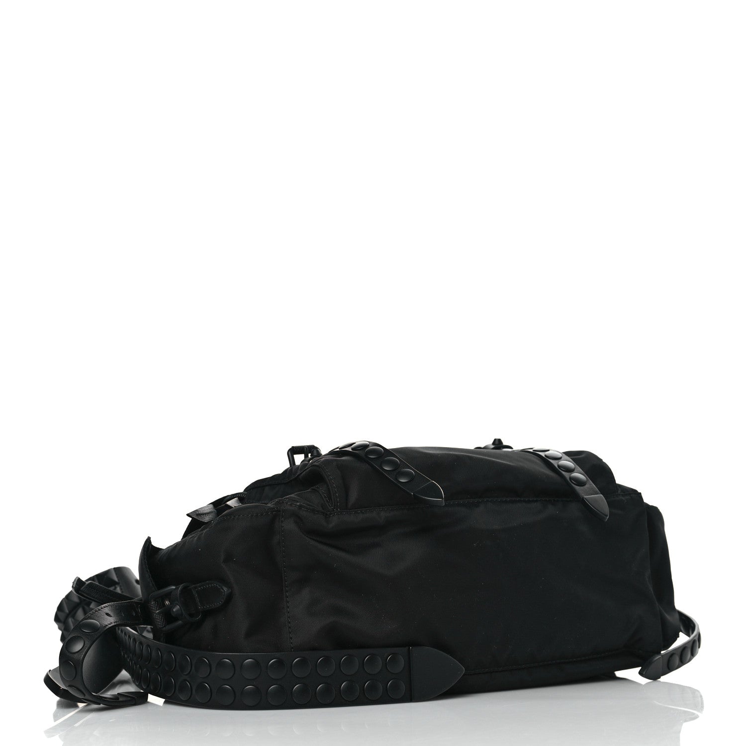 Prada Nylon New Vela Studded Messenger Bag Black 4 of 9