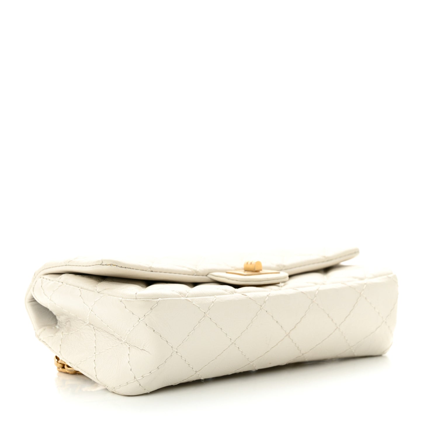 Aged Calfskin Quilted 2.55 Reissue Chain Waist Bag White
